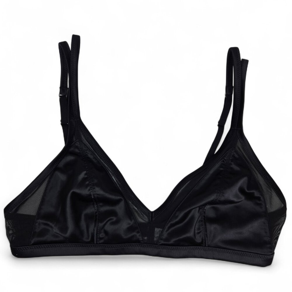 Aerie Black Unlined Bra Women's Mesh Outline‎ Double Strap Everyday Soft L